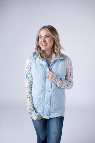 Remy Zip Up Vest - Sky Blue