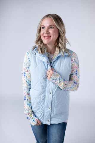 Remy Zip Up Vest - Sky Blue