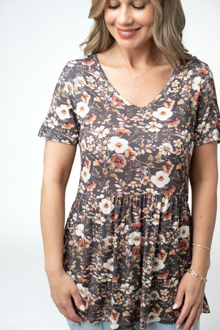 Sarah Ruffle Short Sleeve - Blushwood Floral