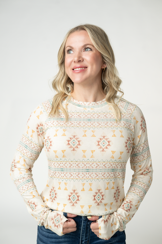 Blair Long Sleeve Top - Desert Geometric