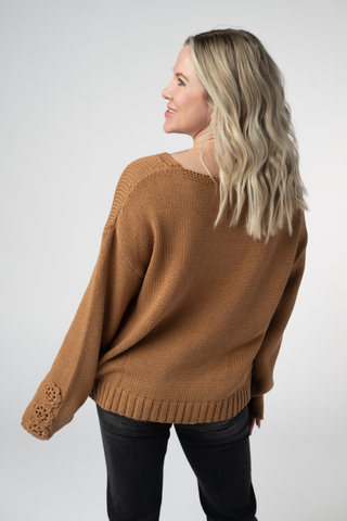 Crochet Sleeve Top - Camel