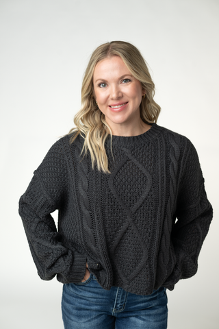 Cable Knit Sweater - Charcoal