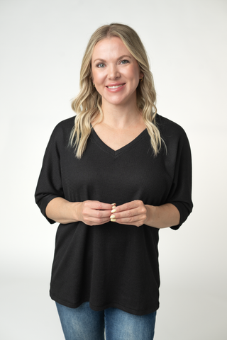 Emerson Waffle Top - Black