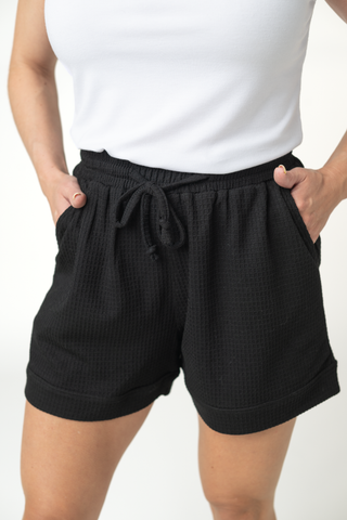 Weslie Waffle Shorts - Black