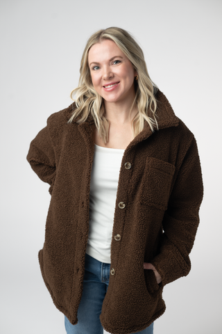 Teddy Oversized Shacket - Brown
