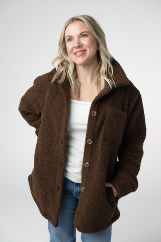 Teddy Oversized Shacket - Brown
