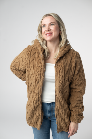 Fuzzy Sherpa Fullzip Hoodie - Maple