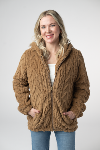 Fuzzy Sherpa Fullzip Hoodie - Maple