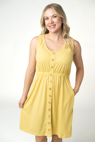 Beverly Button Dress - Yellow