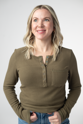 Georgia Long Sleeve Top - Olive