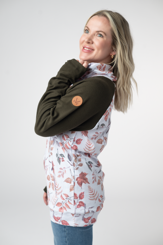 Classic Zoey ZipCowl Sweatshirt - Autumn Leaves and Olive