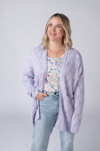 Open Knit Cardigan - Lavender