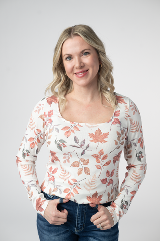 Alyssa Long Sleeve Top - Harvest Leaves