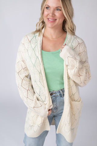 Open Knit Cardigan - Ivory