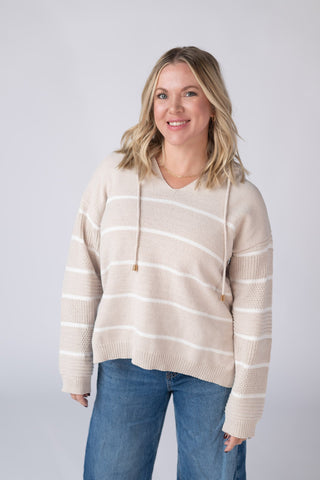 Maddie Striped Hoodie - Natural
