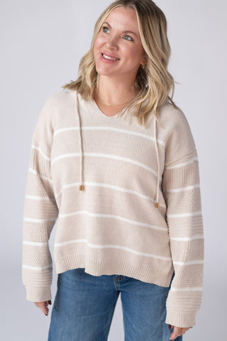 Maddie Striped Hoodie - Natural