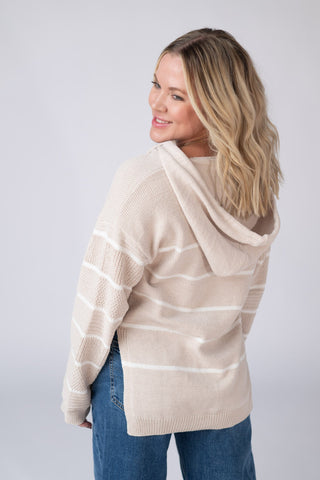 Maddie Striped Hoodie - Natural