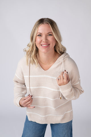 Maddie Striped Hoodie - Natural