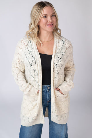 Open Knit Cardigan - Ivory