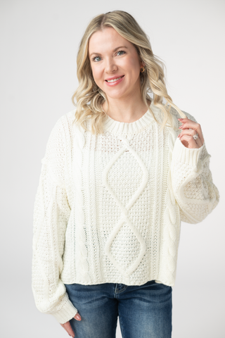 Cable Knit Sweater - Ivory
