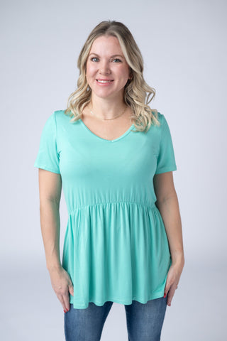 Sarah Ruffle Short Sleeve - Turquoise