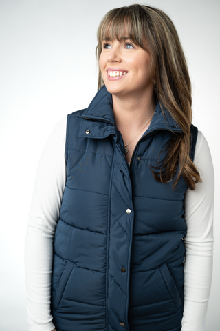 Harlow Long Vest - Navy
