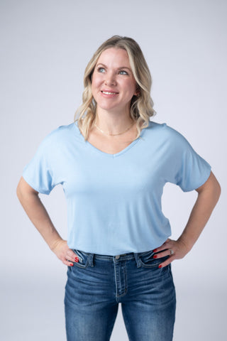 Chloe Cozy Tee - Sky Blue
