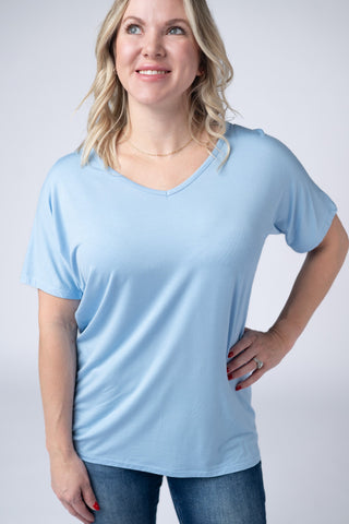 Chloe Cozy Tee - Sky Blue