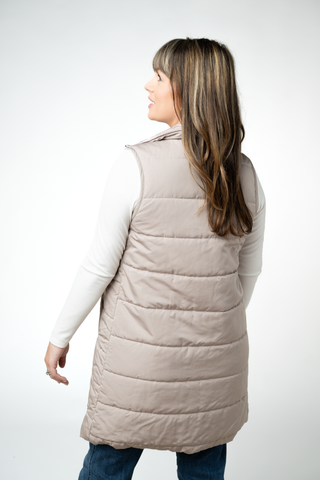 Harlow Long Vest - Latte