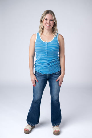 Shiloh Button Snap Tank - Ocean Blue