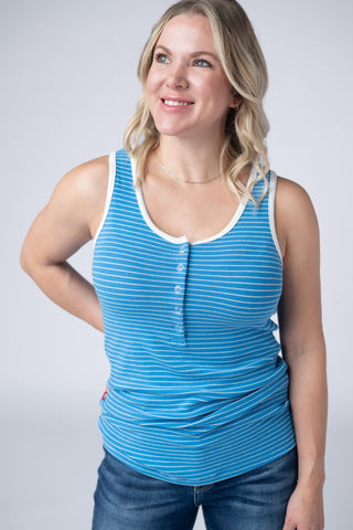 Shiloh Button Snap Tank - Ocean Blue