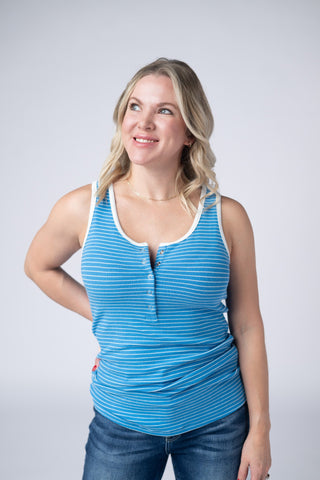 Shiloh Button Snap Tank - Ocean Blue