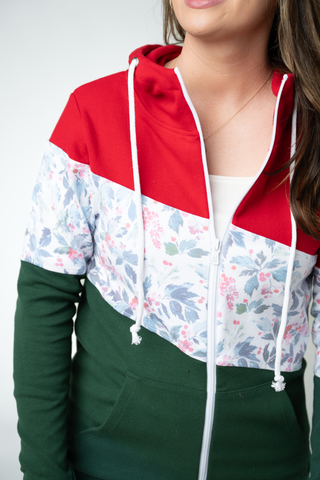 Colorblock Fullzip - Red, Winter Berry, Evergreen