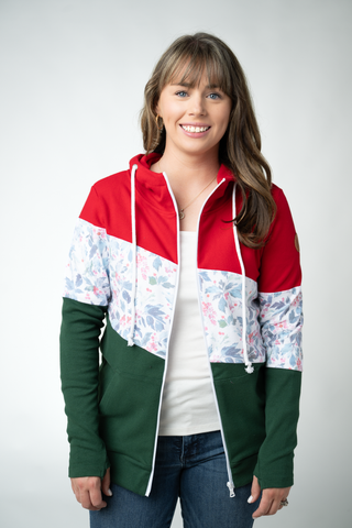 Colorblock Fullzip - Red, Winter Berry, Evergreen