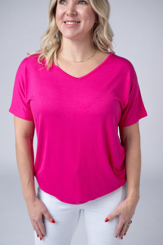 Chloe Cozy Tee - Hot Pink