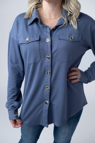Brenna Button Down Top - Denim
