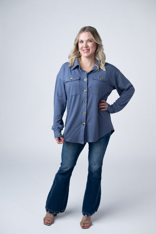 Brenna Button Down Top - Denim