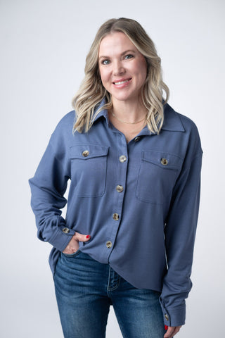 Brenna Button Down Top - Denim