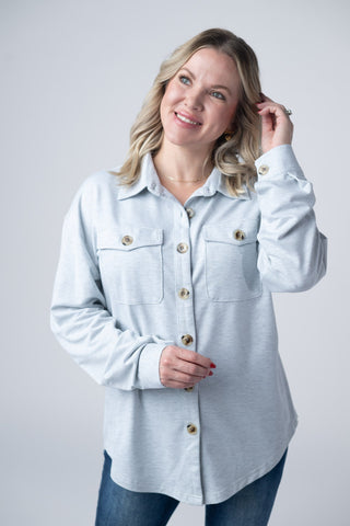 Brenna Button Down Top - Grey