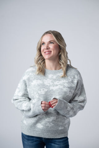 Floral Abstract Sweater - Grey