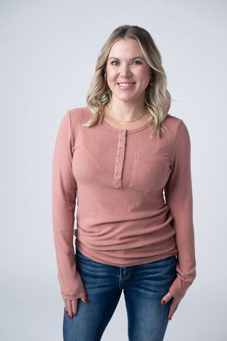Georgia Long Sleeve Top - Rose
