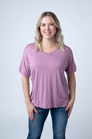 Bamboo V Neck Tee - Pink