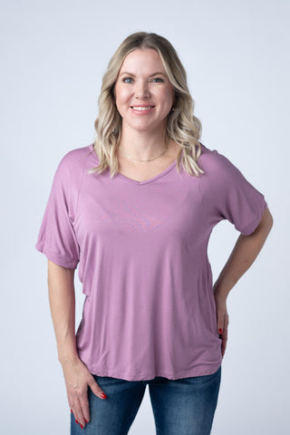 Bamboo V Neck Tee - Pink