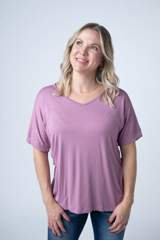 Bamboo V Neck Tee - Pink