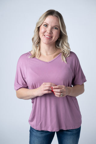 Bamboo V Neck Tee - Pink