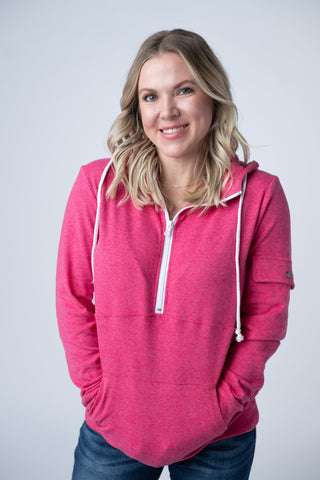 Pixie Pocket Halfzip Hoodie - Hot Pink