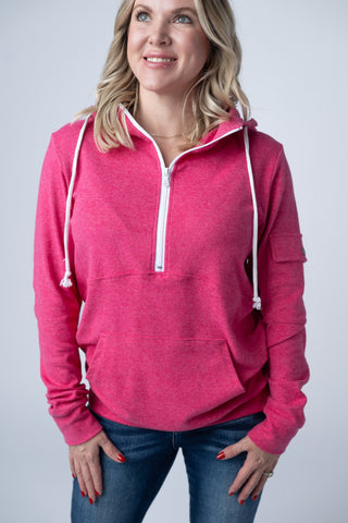 Pixie Pocket Halfzip Hoodie - Hot Pink