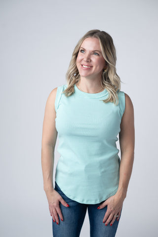 Morgan Micro Striped Tank - Turquoise