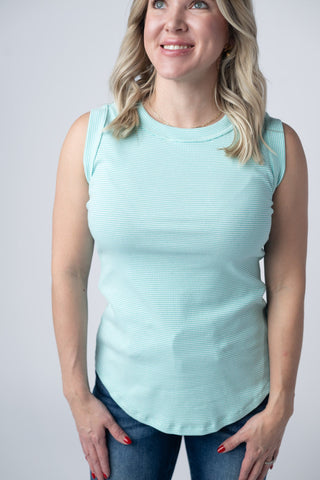 Morgan Micro Striped Tank - Turquoise