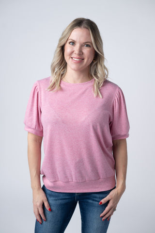 Katie Cozy Top - Heathered Pink